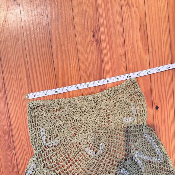 Handmade Fairy Poncho \ Green Crocheted Beaded Asymmetrical Maxi Skirt \ Sz XS - Picture 6 of 8